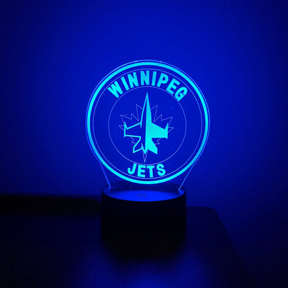 Winnipeg Jets LED lamp on a dark background