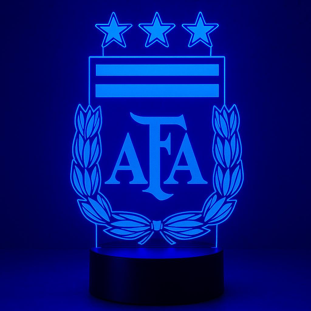 Argentina AFA LED Lamp – Messi Fan Gift | World Cup Soccer Night Light | Multiple Base Options (Cracked & Black) LED Lamp