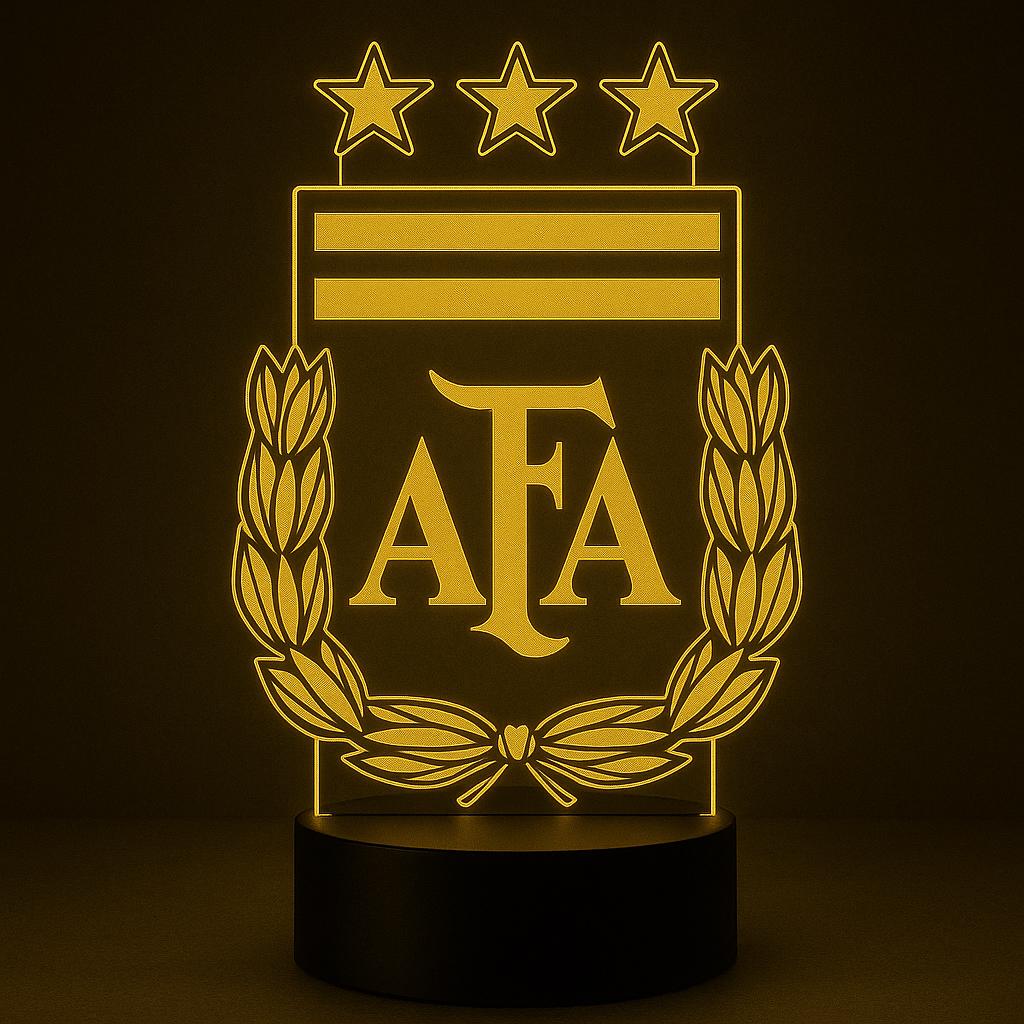 Argentina AFA LED Lamp – Messi Fan Gift | World Cup Soccer Night Light | Multiple Base Options (Cracked & Black) LED Lamp