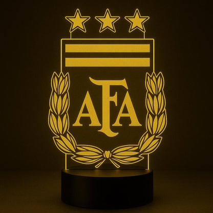 Argentina AFA LED Lamp – Messi Fan Gift | World Cup Soccer Night Light | Multiple Base Options (Cracked & Black) LED Lamp