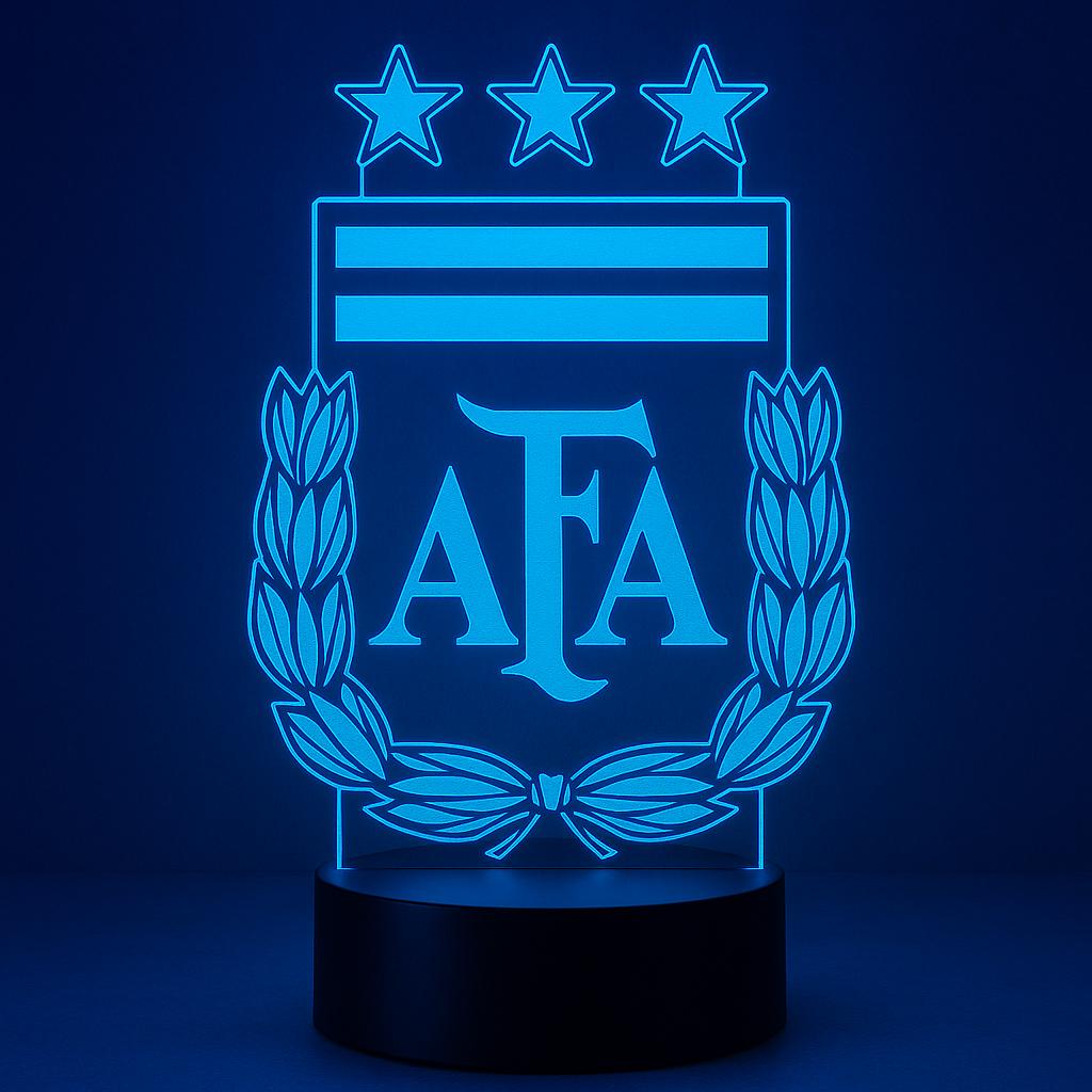 Argentina AFA LED Lamp – Messi Fan Gift | World Cup Soccer Night Light | Multiple Base Options (Cracked & Black) LED Lamp