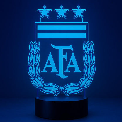 Argentina AFA LED Lamp – Messi Fan Gift | World Cup Soccer Night Light | Multiple Base Options (Cracked & Black) LED Lamp