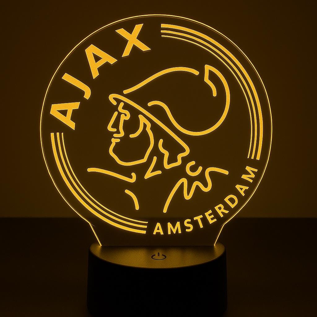 Ajax LED Lamp – Amsterdam Soccer Light with Custom Laser Engraving | AFC Ajax Gift for Fans | Bedroom or Desk Decor LED Lamp