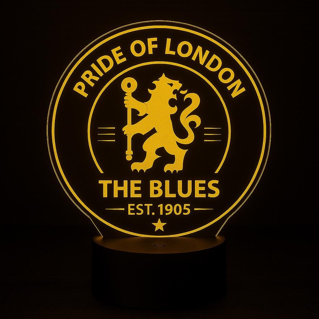 Chelsea FC Gift – Pride of London LED Lamp, The Blues Night Light, Football Fan Gift, Soccer Decor, Remote Control Light LED Lamp
