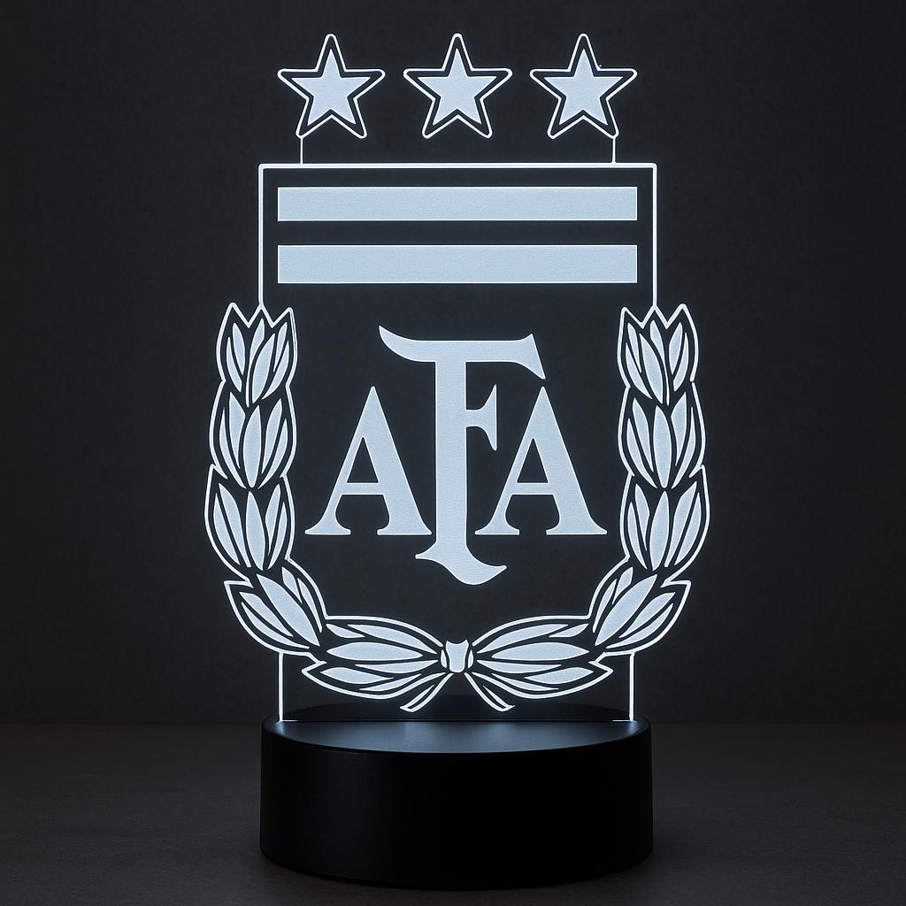 Argentina AFA LED Lamp – Messi Fan Gift | World Cup Soccer Night Light | Multiple Base Options (Cracked & Black) LED Lamp