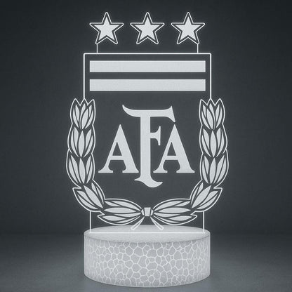 Argentina AFA LED Lamp – Messi Fan Gift | World Cup Soccer Night Light | Multiple Base Options (Cracked & Black) LED Lamp