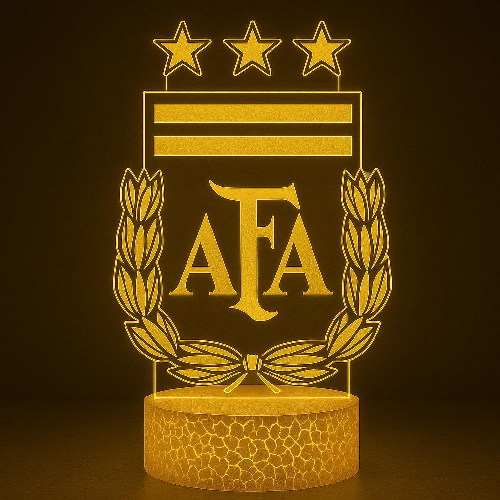 Argentina AFA LED Lamp – Messi Fan Gift | World Cup Soccer Night Light | Multiple Base Options (Cracked & Black) LED Lamp