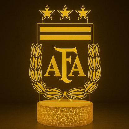 Argentina AFA LED Lamp – Messi Fan Gift | World Cup Soccer Night Light | Multiple Base Options (Cracked & Black) LED Lamp