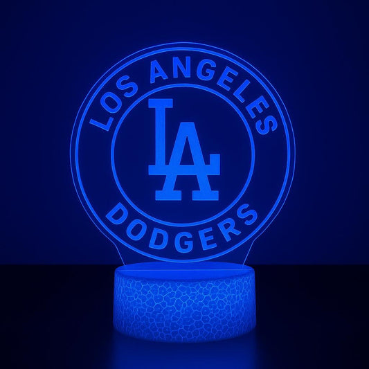 LA Dodgers LED Lamp – 16-Color Baseball Night Light – MLB Desk Lamp with Remote – Dodgers Gift for Fans – Bedroom or Game Room Decor