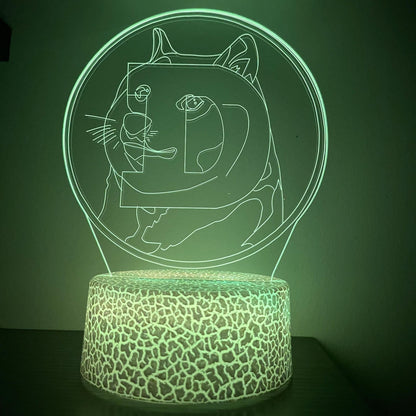 Dogecoin LED Lamp – Funny Crypto Night Light with Doge Meme – 16-Color Remote Lamp for Dogecoin Fans, Traders & Meme Lovers