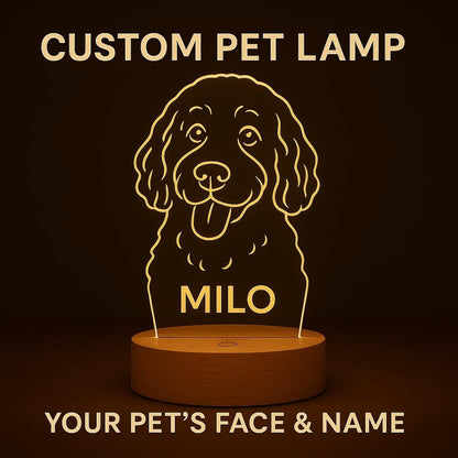 Custom Pet Lamp with Name – Personalized LED Night Light with Your Dog or Cat’s Face – Unique Gift for Pet Lovers