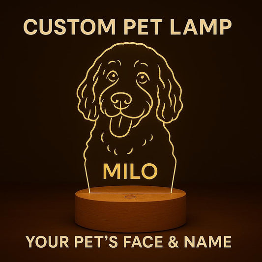 Custom Pet Lamp with Name – Personalized LED Night Light with Your Dog or Cat’s Face – Unique Gift for Pet Lovers