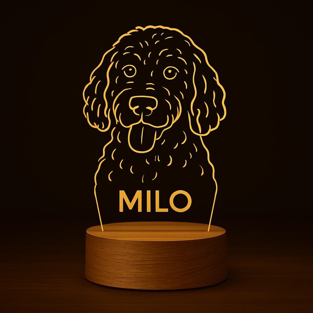 Custom Pet Lamp with Name – Personalized LED Night Light with Your Dog or Cat’s Face – Unique Gift for Pet Lovers