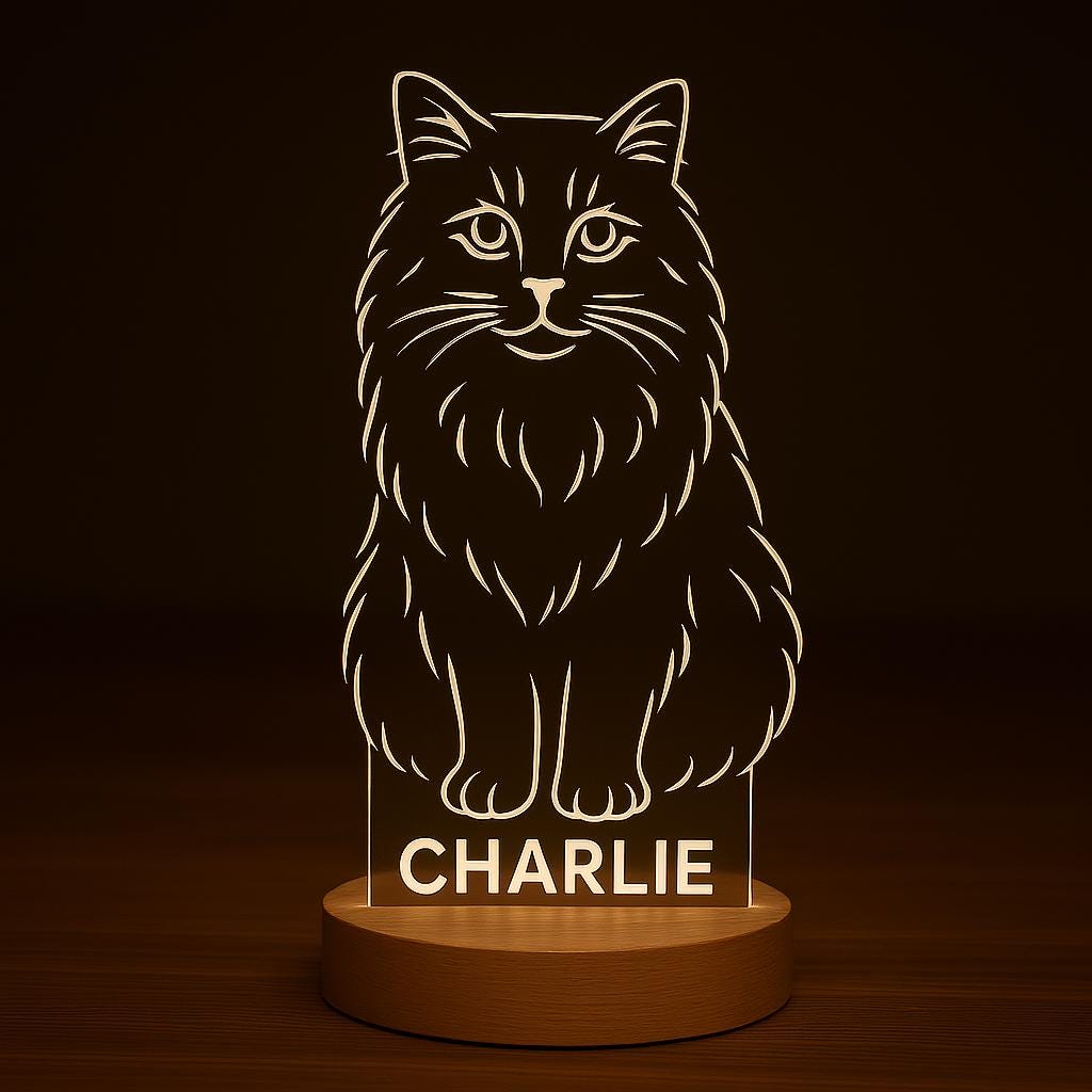 Custom Pet Lamp with Name – Personalized LED Night Light with Your Dog or Cat’s Face – Unique Gift for Pet Lovers