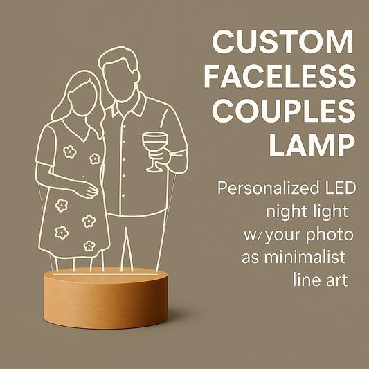 Custom Faceless Couple Lamp – Personalized LED Night Light with Your Photo as Minimalist Line Art – Romantic Gift for Couples