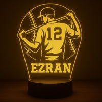 Custom Baseball Player LED Lamp – Personalized Night Light with Name & Number – Unique Sports Gift for Kids, Teams, or Coaches