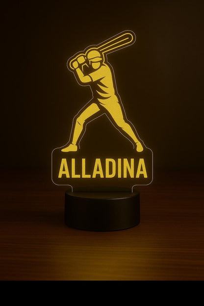 Custom Baseball Player LED Lamp – Personalized Night Light with Name & Number – Unique Sports Gift for Kids, Teams, or Coaches