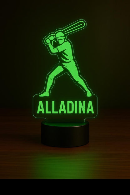 Custom Baseball Player LED Lamp – Personalized Night Light with Name & Number – Unique Sports Gift for Kids, Teams, or Coaches