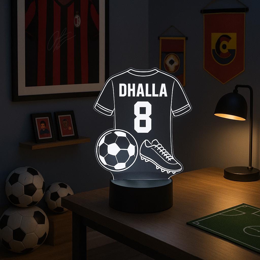 Custom Soccer Jersey LED Lamp – Personalized Name and Number – Soccer Gift for Players and Fans – Night Light for Boys or Teens LED Lamp