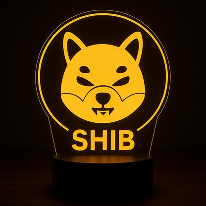 Shiba Inu SHIB LED Lamp – 16 Color Changing Crypto Desk Light with Remote – Acrylic Night Lamp for Dogecoin & Meme Coin Fans