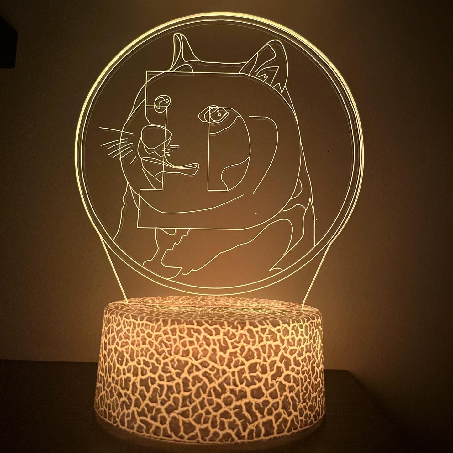Dogecoin LED Lamp – Funny Crypto Night Light with Doge Meme – 16-Color Remote Lamp for Dogecoin Fans, Traders & Meme Lovers