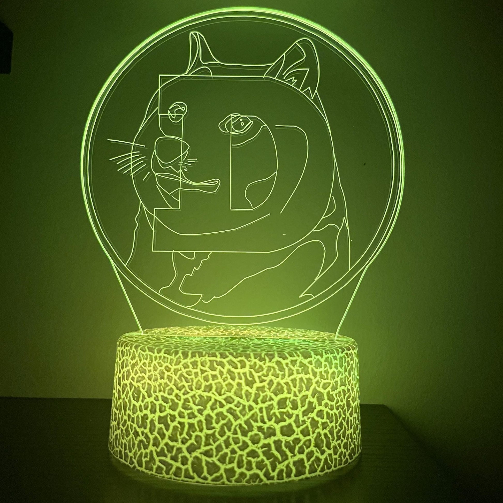 Dogecoin LED Lamp – Funny Crypto Night Light with Doge Meme – 16-Color Remote Lamp for Dogecoin Fans, Traders & Meme Lovers