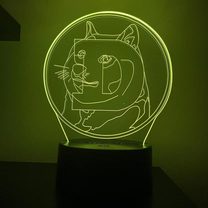 Dogecoin LED Lamp – Funny Crypto Night Light with Doge Meme – 16-Color Remote Lamp for Dogecoin Fans, Traders & Meme Lovers