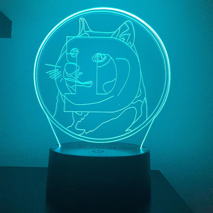 Dogecoin LED Lamp – Funny Crypto Night Light with Doge Meme – 16-Color Remote Lamp for Dogecoin Fans, Traders & Meme Lovers