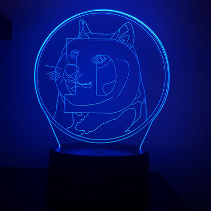 Dogecoin LED Lamp – Funny Crypto Night Light with Doge Meme – 16-Color Remote Lamp for Dogecoin Fans, Traders & Meme Lovers