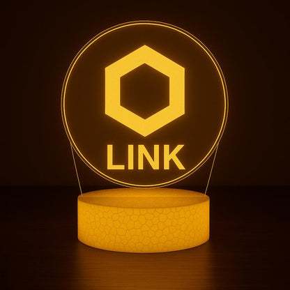 Chainlink LINK Crypto LED Lamp – 16 Colors with Remote | Cryptocurrency Desk Lamp & Gamer Room Decor – Choice of Base