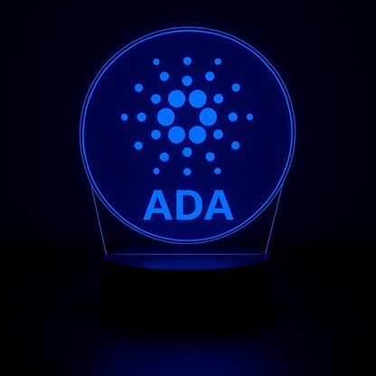 Cardano ADA Crypto LED Lamp – 16 Colors with Remote | Cryptocurrency Desk Lamp & Gamer Room Decor – Choice of Base