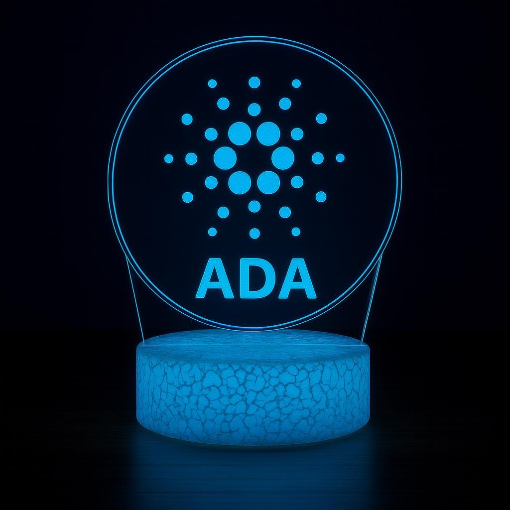 Cardano ADA Crypto LED Lamp – 16 Colors with Remote | Cryptocurrency Desk Lamp & Gamer Room Decor – Choice of Base