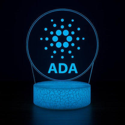 Cardano ADA Crypto LED Lamp – 16 Colors with Remote | Cryptocurrency Desk Lamp & Gamer Room Decor – Choice of Base