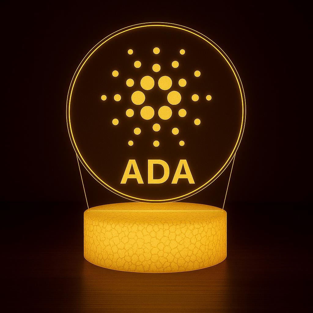 Cardano ADA Crypto LED Lamp – 16 Colors with Remote | Cryptocurrency Desk Lamp & Gamer Room Decor – Choice of Base