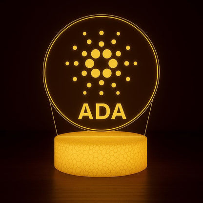Cardano ADA Crypto LED Lamp – 16 Colors with Remote | Cryptocurrency Desk Lamp & Gamer Room Decor – Choice of Base