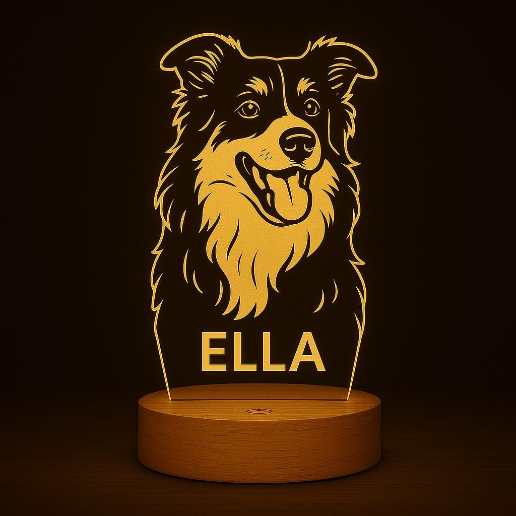 Custom Pet Lamp with Name – Personalized LED Night Light with Your Dog or Cat’s Face – Unique Gift for Pet Lovers