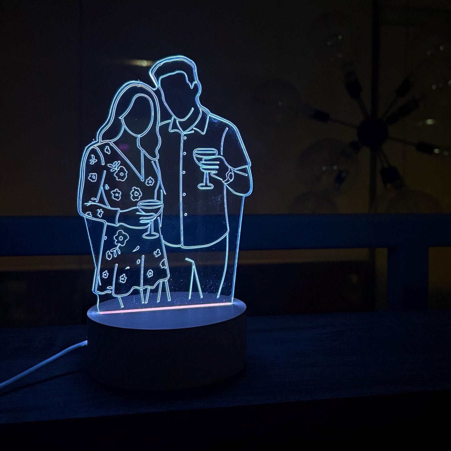 Custom Faceless Couple Lamp – Personalized LED Night Light with Your Photo as Minimalist Line Art – Romantic Gift for Couples