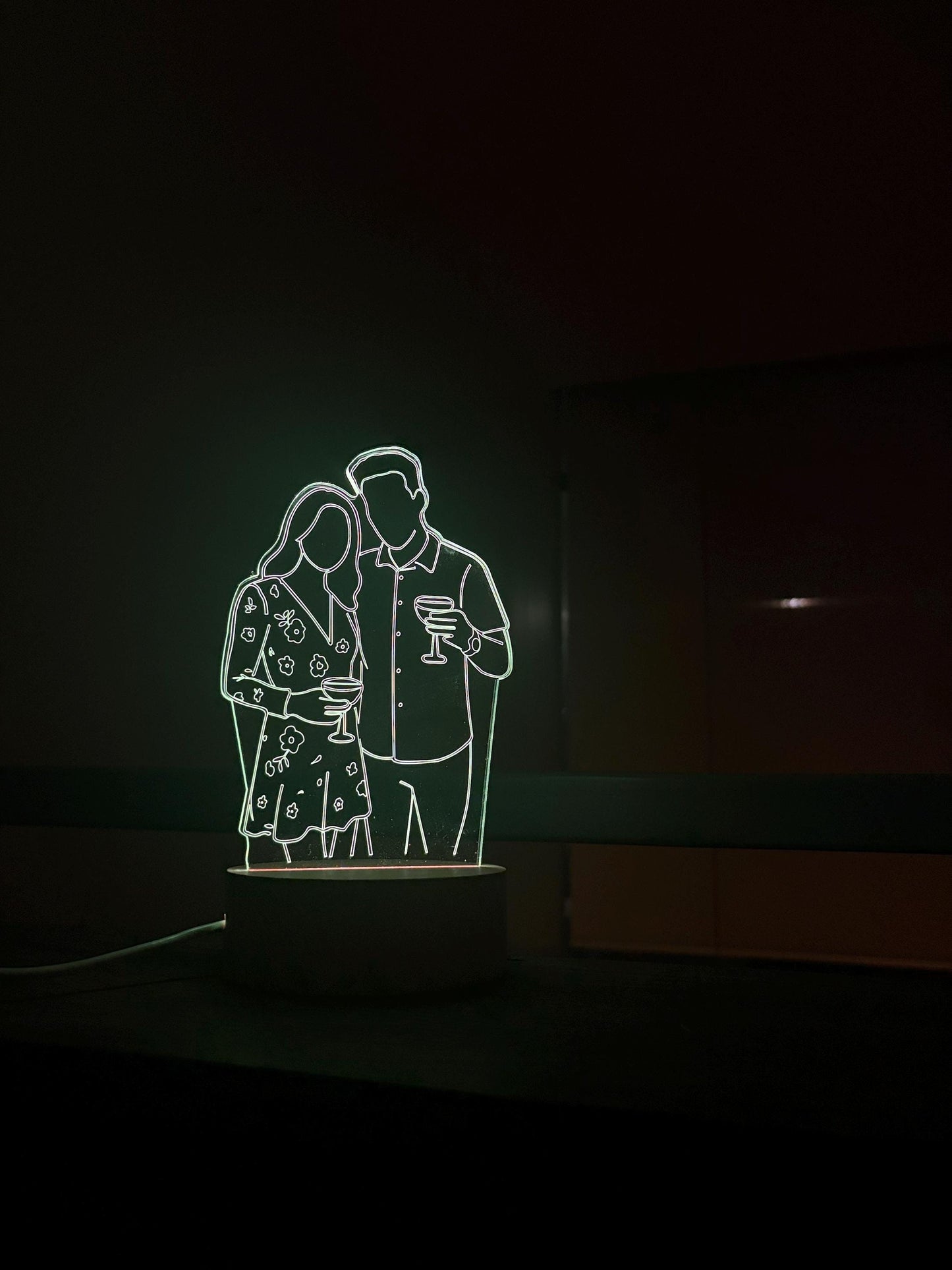 Custom Faceless Couple Lamp – Personalized LED Night Light with Your Photo as Minimalist Line Art – Romantic Gift for Couples