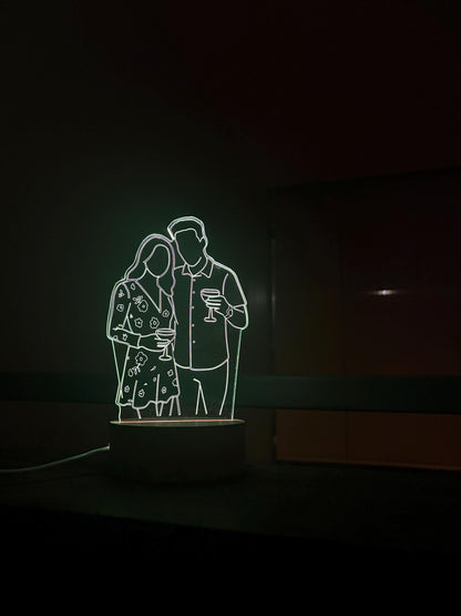 Custom Faceless Couple Lamp – Personalized LED Night Light with Your Photo as Minimalist Line Art – Romantic Gift for Couples