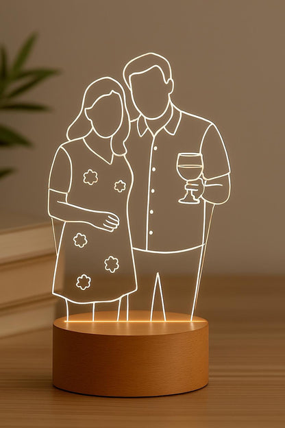 Custom Faceless Couple Lamp – Personalized LED Night Light with Your Photo as Minimalist Line Art – Romantic Gift for Couples