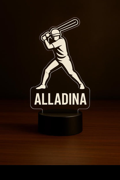 Custom Baseball Player LED Lamp – Personalized Night Light with Name & Number – Unique Sports Gift for Kids, Teams, or Coaches