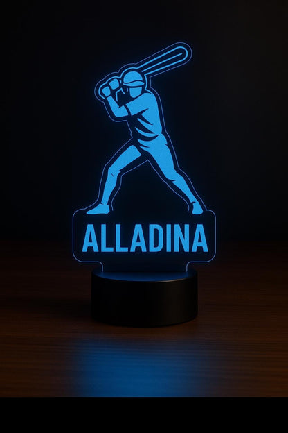 Custom Baseball Player LED Lamp – Personalized Night Light with Name & Number – Unique Sports Gift for Kids, Teams, or Coaches