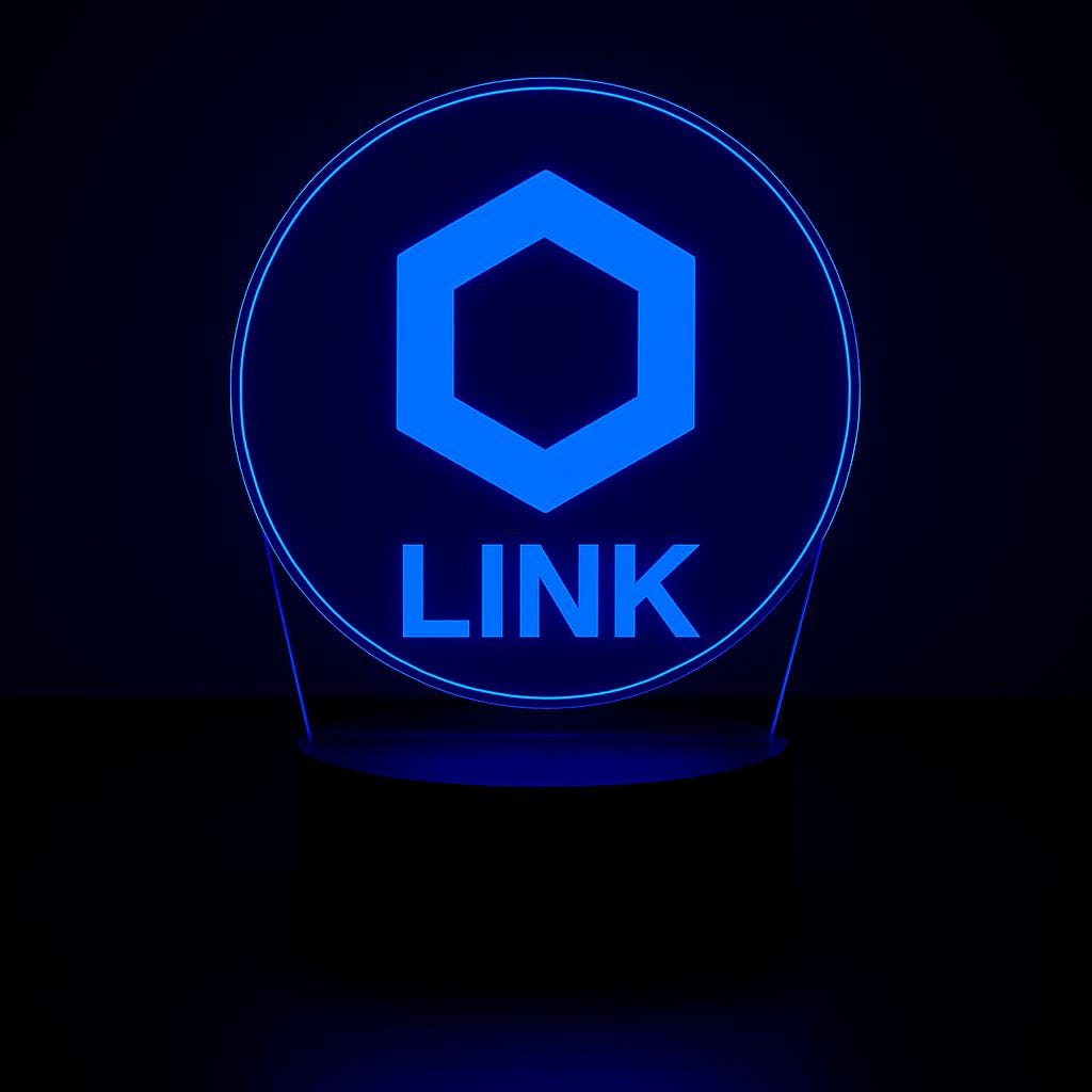 Chainlink LINK Crypto LED Lamp – 16 Colors with Remote | Cryptocurrency Desk Lamp & Gamer Room Decor – Choice of Base