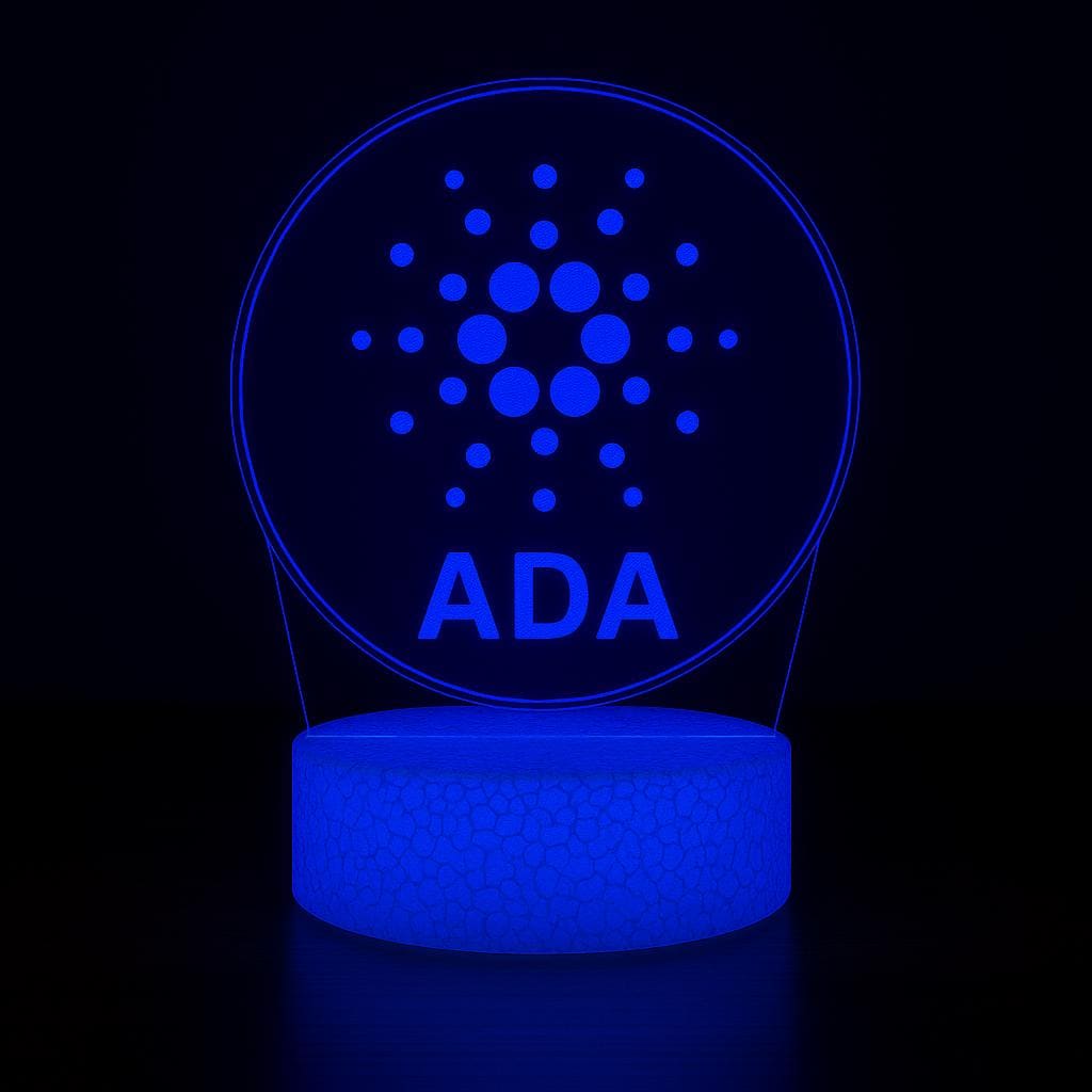 Cardano ADA Crypto LED Lamp – 16 Colors with Remote | Cryptocurrency Desk Lamp & Gamer Room Decor – Choice of Base