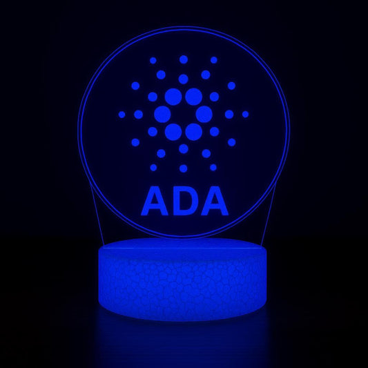 Cardano ADA Crypto LED Lamp – 16 Colors with Remote | Cryptocurrency Desk Lamp & Gamer Room Decor – Choice of Base