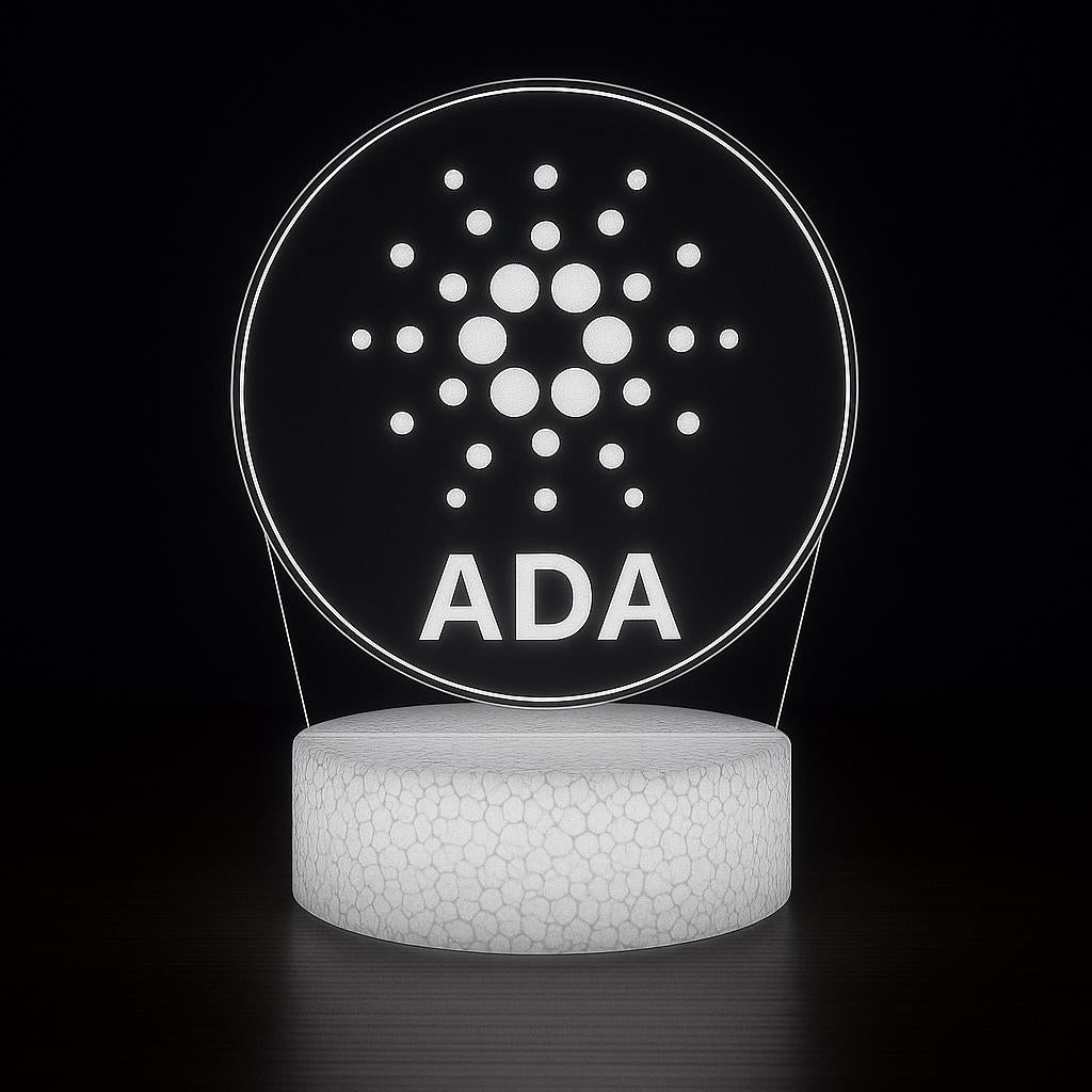 Cardano ADA Crypto LED Lamp – 16 Colors with Remote | Cryptocurrency Desk Lamp & Gamer Room Decor – Choice of Base
