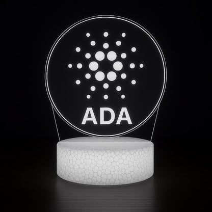 Cardano ADA Crypto LED Lamp – 16 Colors with Remote | Cryptocurrency Desk Lamp & Gamer Room Decor – Choice of Base