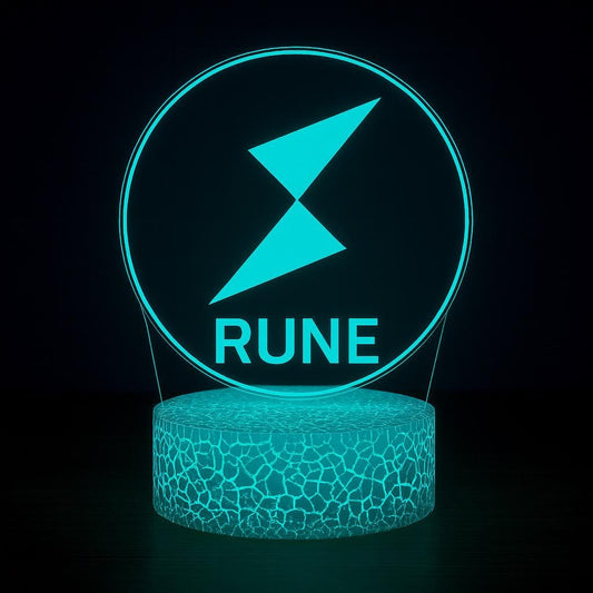 THORChain RUNE Crypto LED Lamp – 16 Colors with Remote | Cryptocurrency Desk Light & Gamer Room Decor – Choice of Base